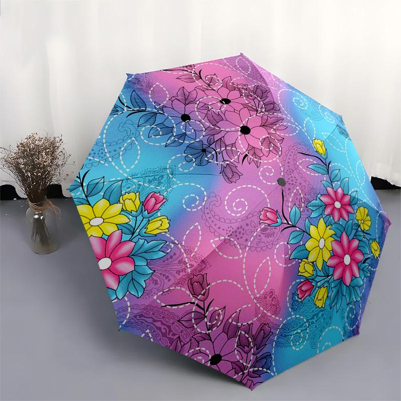 1pc Floral Pattern Design Umbrella with Plastic Handle,Suitable for All Seasons Umbrellaptys26020