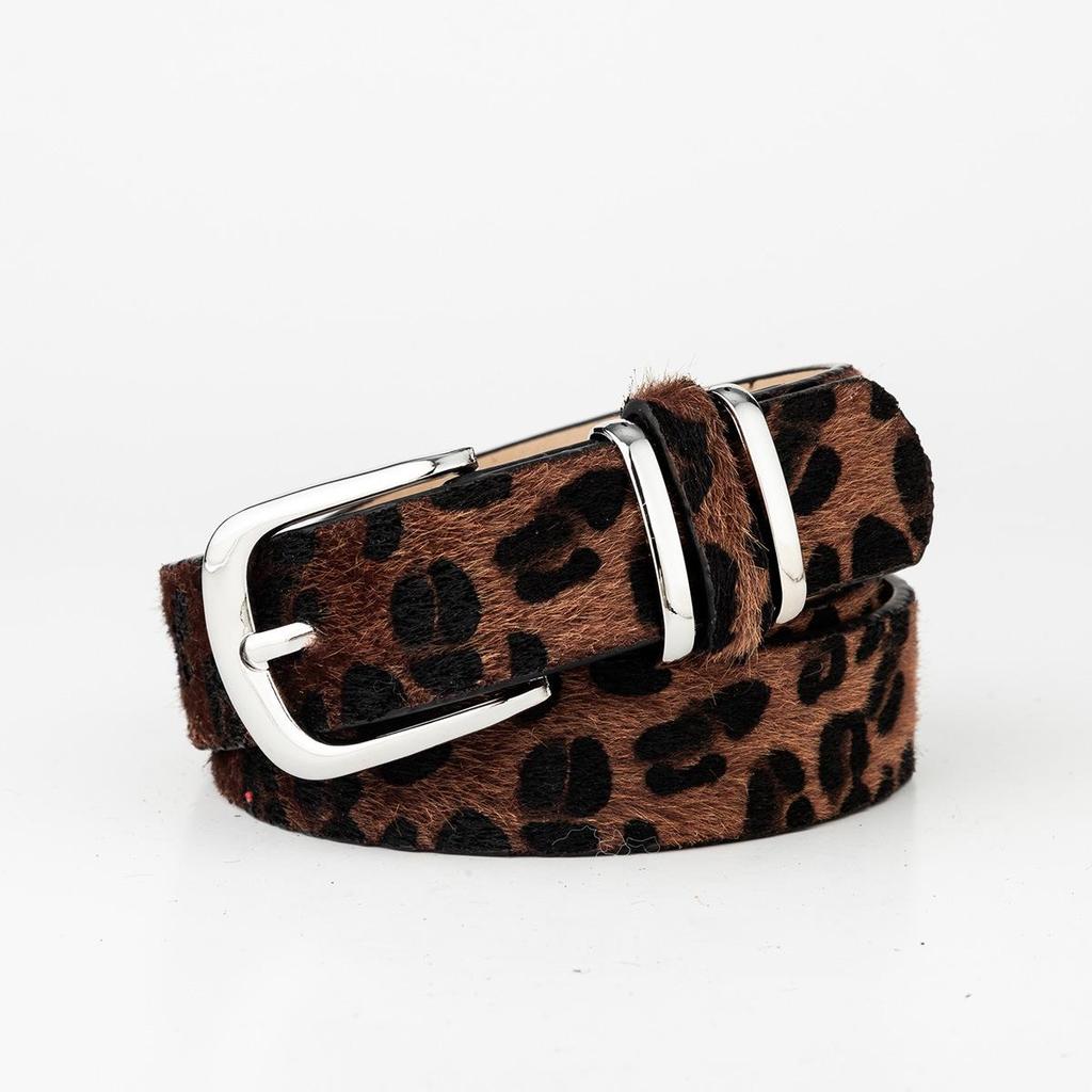 Women's Leopard & Snake Print Double Ring Buckle Belt - Versatile European & American Style