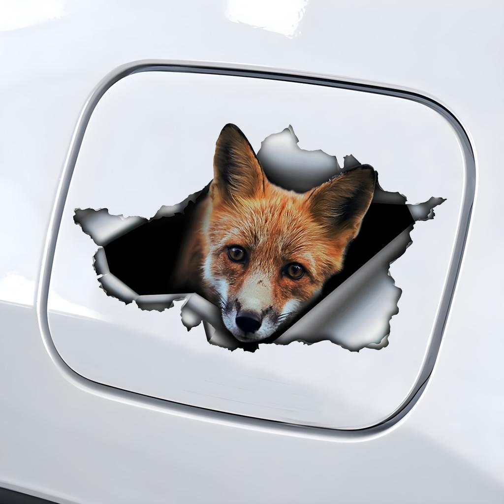 Cute Fox 3D Vinyl Car Sticker, Fun Insurance Bumper Sticker for Cars, Trucks, Motorcycles, Walls, Windows, PVC Material