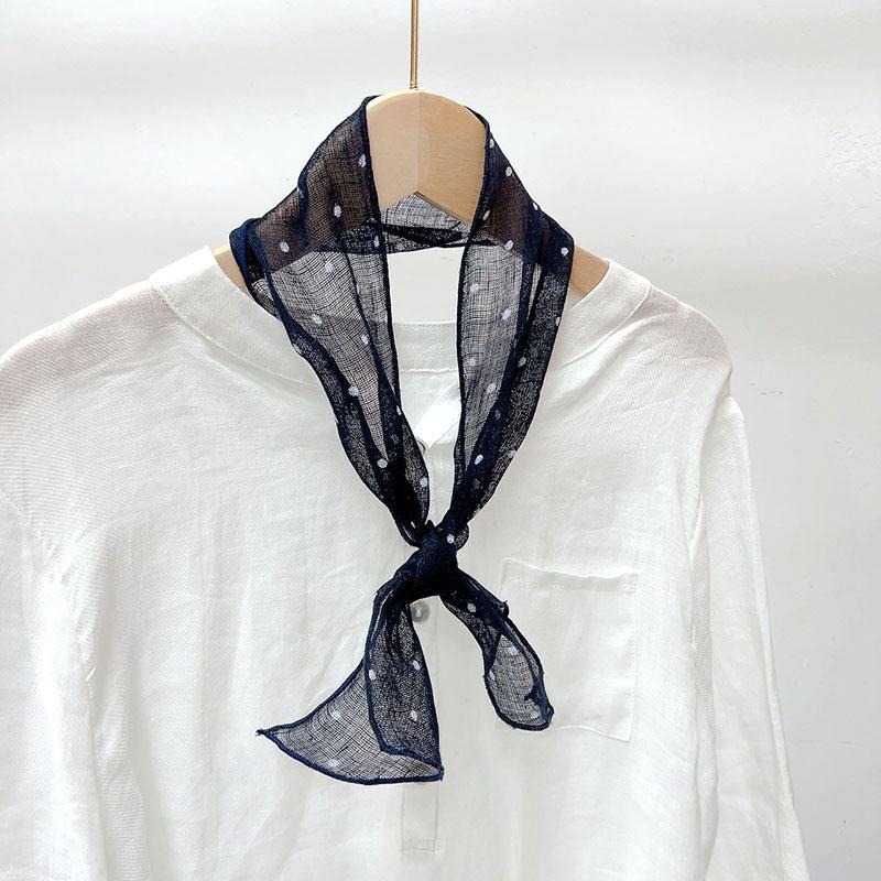 Retro Rain And Dew Striped Small Bow Tie Literary Versatile Women'S Summer Neck Protection Scarf Accessories Silk Korean Version