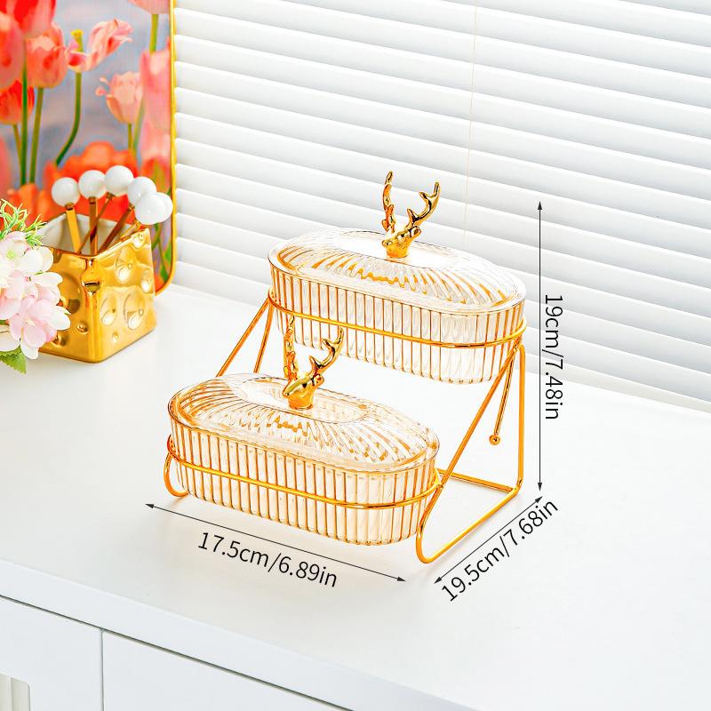 3D Design Serving Bowl Serving Tray Organizer Elegant 3-Tier Dried Fruit Nut Display Tray With Stylish Elk Lid Nordic For Fruits