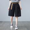 Summer Women's Shorts Plus Size Loose Casual Pant Wide-legged Trousers with Belt