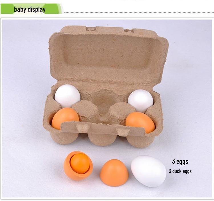 Pretend Play Wooden Duck Egg Set - 6 Pieces for Children