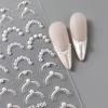 Weiße 5D-Simulationsperlen-Wellenlinien-Nagelkunstaufkleber, elegante, exquisite Nageldekorationsaufkleber, selbstklebende Transferschieber-Maniküre