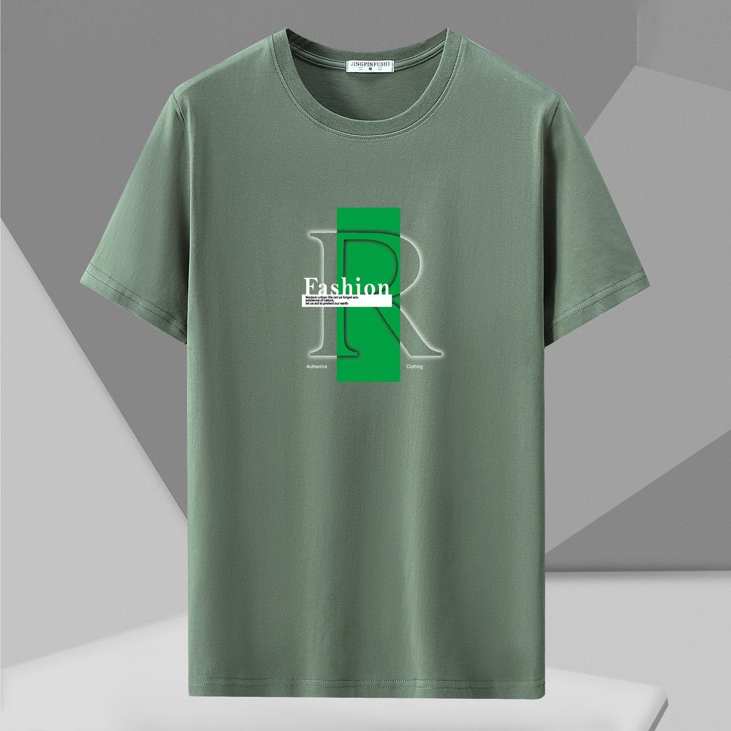 Baumwoll-T-Shirts Herren Kurzarm-T-Shirt Koreanische Modemarke Rundhals Baumwolle Halbarm-T-Shirt Top T-Shirt