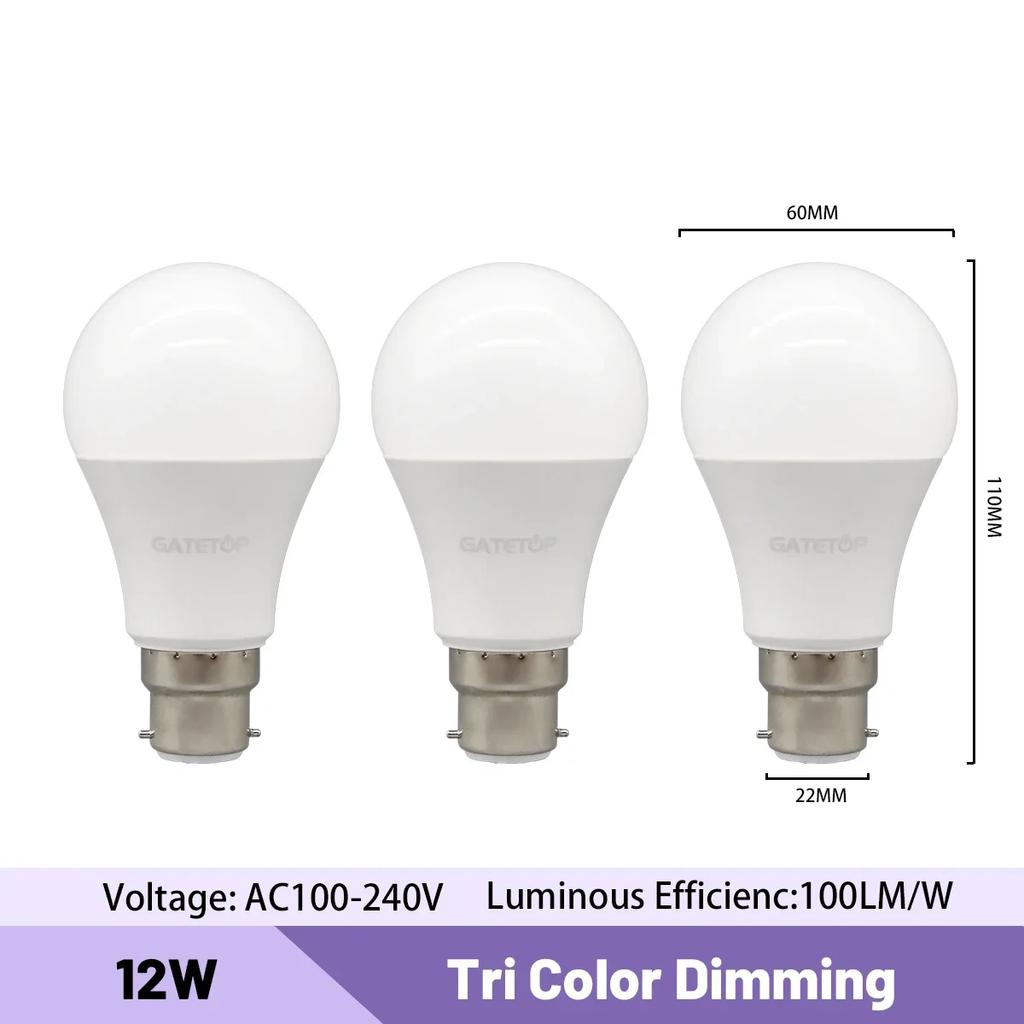 3pcs E27 B22 Energy Saving 3 Color Temperature CCT Bulb AC110V 220V 18W 24W Memory Function Color Temp Reset Light for Bedroom
