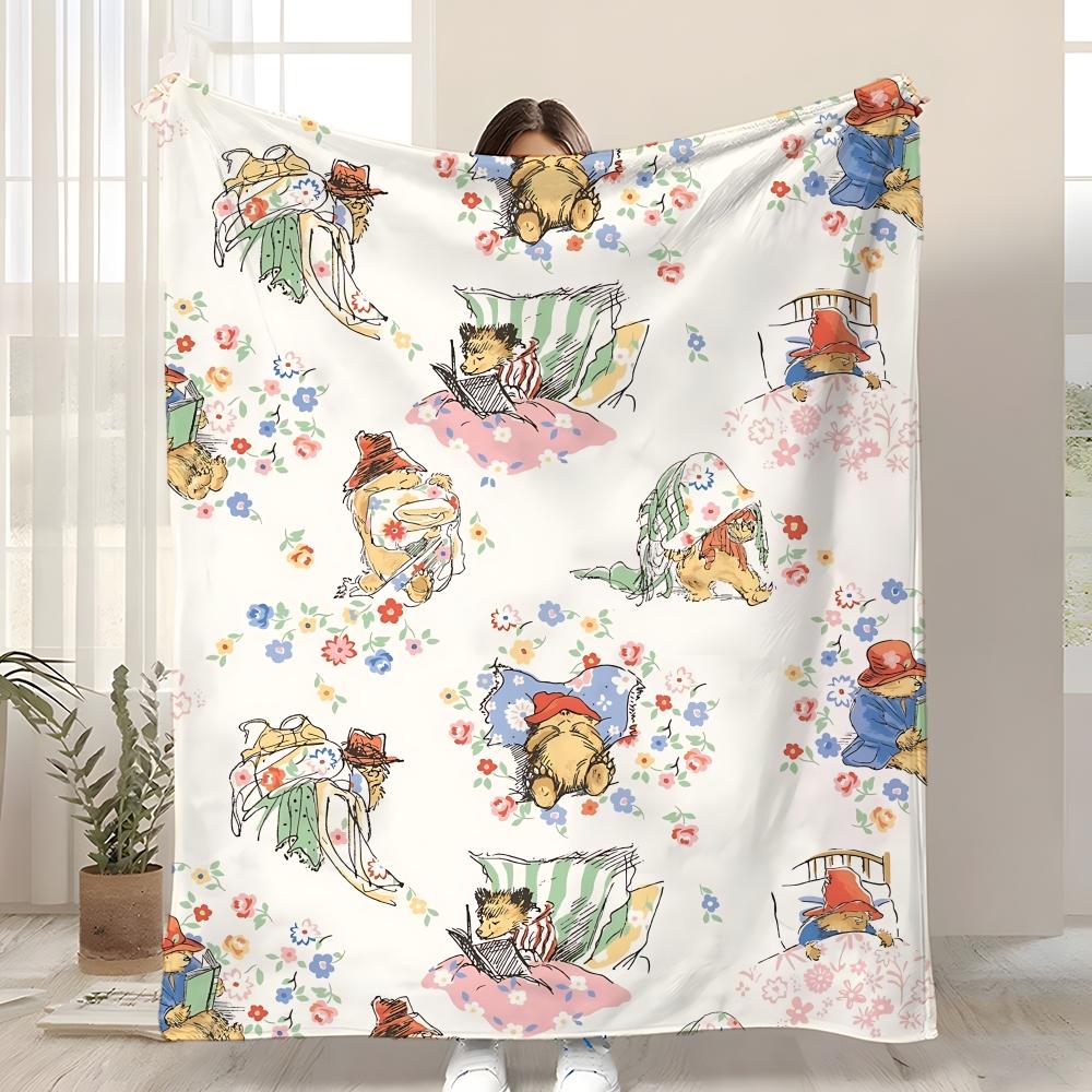 

Character Paddington Bear Throw Kid-Friendly Flannel Throw Blanket Soft Warm Anti-Static Washable All Season 75x90cm