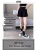 Women's Summer 2025 Black Wide-Leg A-Line High-Waist Elastic Capris Shorts