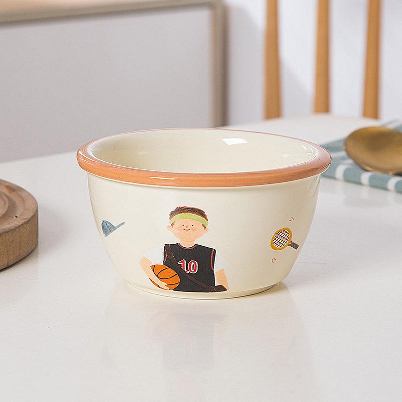 

Cream Wind Family Ceramic Tableware Household Rice Bowl Set Personal Children s Breakfast Soup Bowl
