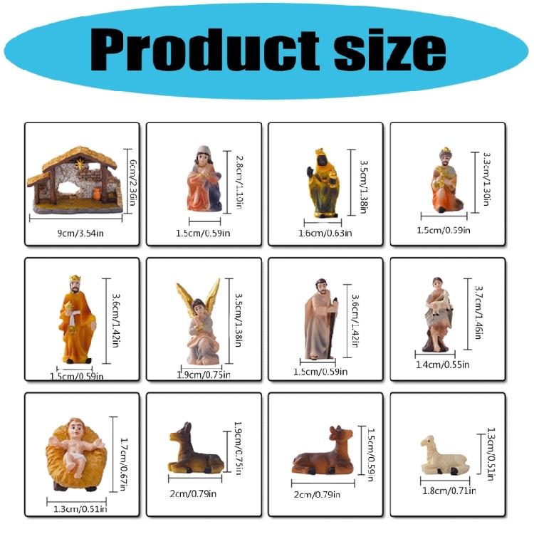 Weihnachts Krippenfiguren Harz Krippe Heilige Familie Krippenszene Statue für Weihnachten Innen Haus Tischdekorationen