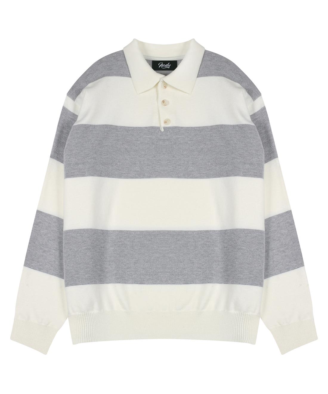 Nod You Rugby Stripe Soft Knit [Gray] L