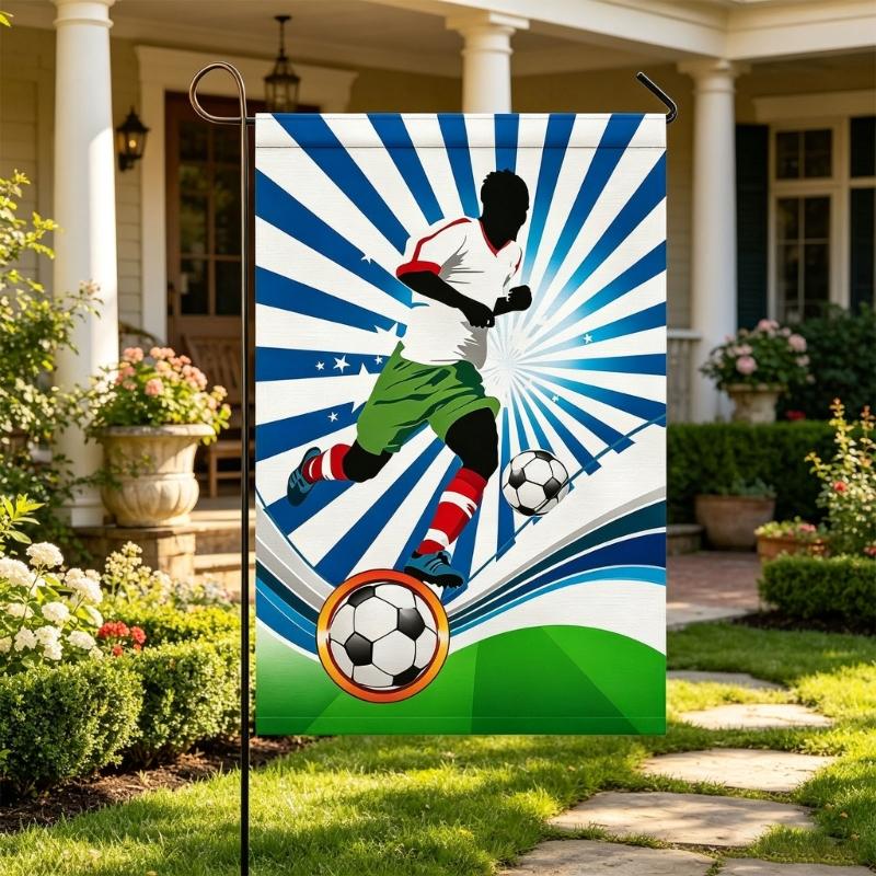 Bold 30x45cm Football Themed Yard Flag Produced Of Strong Cloth For External Decoration
