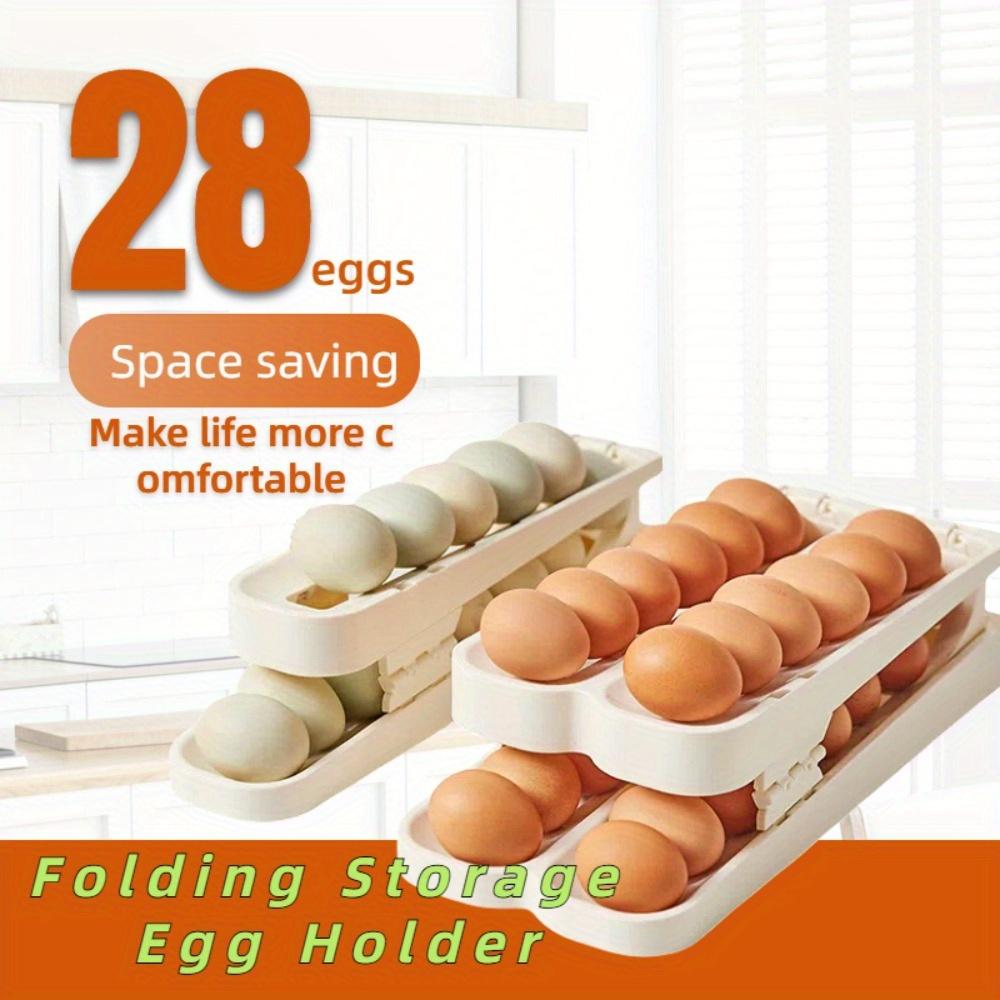Folding and Rolling Egg Rack, Refrigerator Side Door Storage Egg Rack, Kitchen Organizing and Storage Artifact Egg Rack