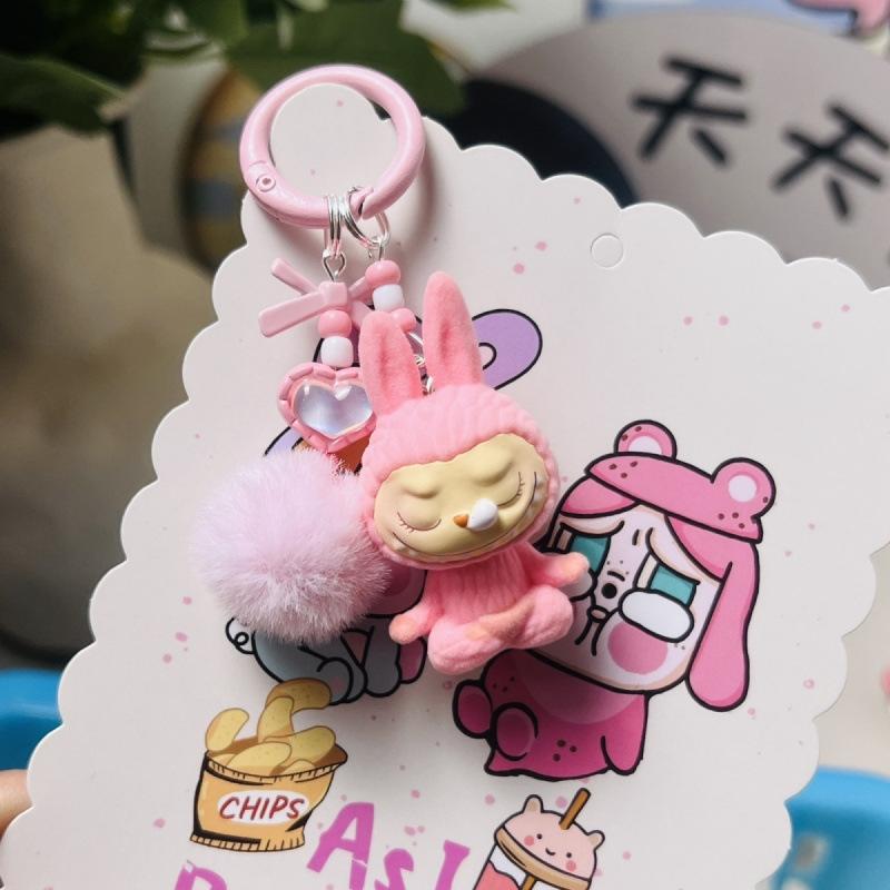 Flocking Mini Yoga Keychain Doll Bag Pendant Cute Schoolbag Gift Hanging Keychain