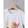 European Sizes Girls' Summer Short-Sleeve Cartoon 'Cappuccino Ballerina' Print T-Shirt