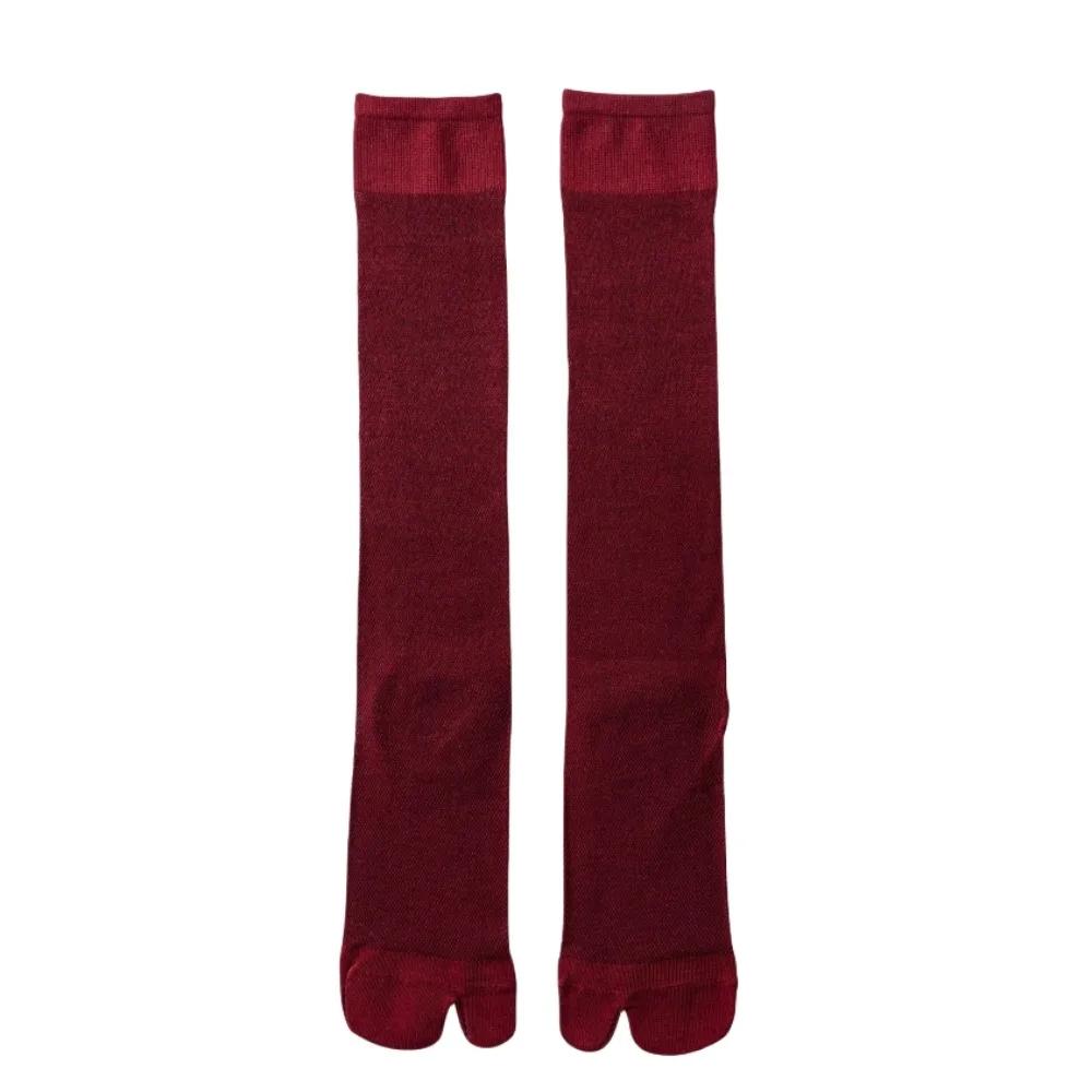 Chaussettes Confortables Couleur Unie Mi-Mollet Ultra-Fines JK Volants Bouts Séparés Maille Respirante Mi-Mollet Longues Streetwear One Size brown