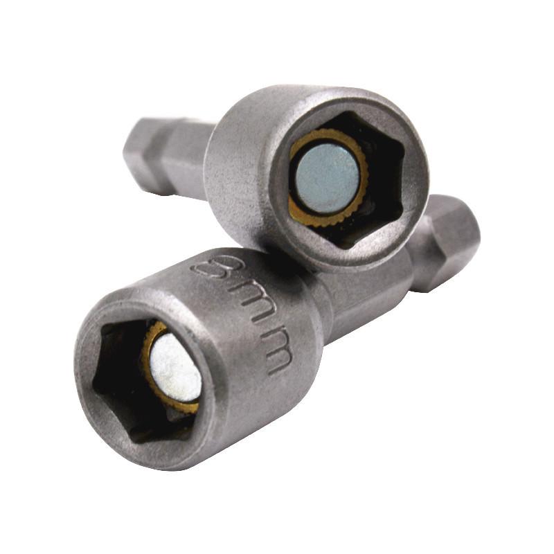 8mm Hexagonal Magnetic Power Air Driver Socket, 42mm Long, CR-V Chrome Vanadium Steel