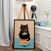 Schwarze Katze Wäsche Leinwand Gemälde Cartoon Tier Katze Ihre Hintern Servietten Poster und Druck Wand Kunst für Toilette Dekoration Cuadros