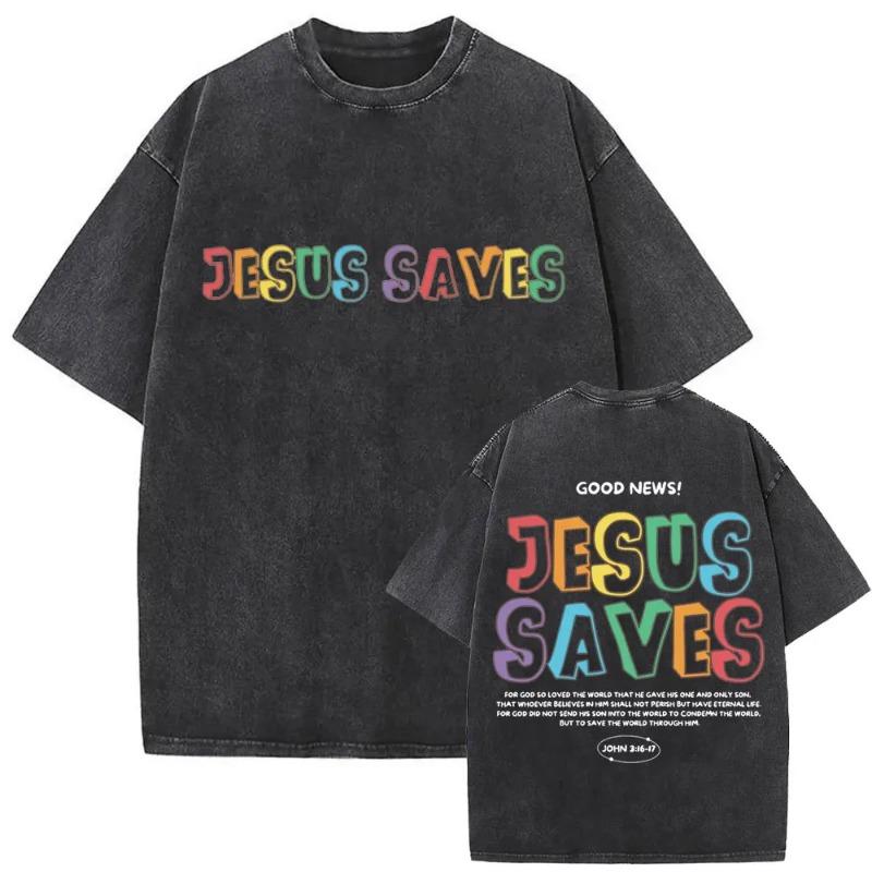 Christliches Religiöses Jesus Vergib ihnen Vater Vintage Gewaschenes T-Shirt Herren Damen Gothic Rock Übergroße T-Shirts Tops Streetwear