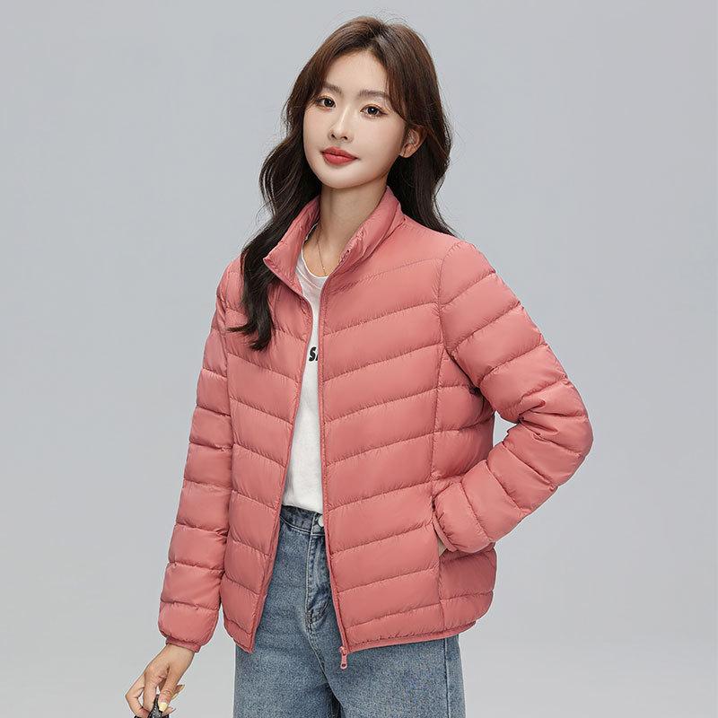 2024 autumn and winter new light and thin down jacket women's short 90 white duck down stand-up collar slim casual large size jacket tide