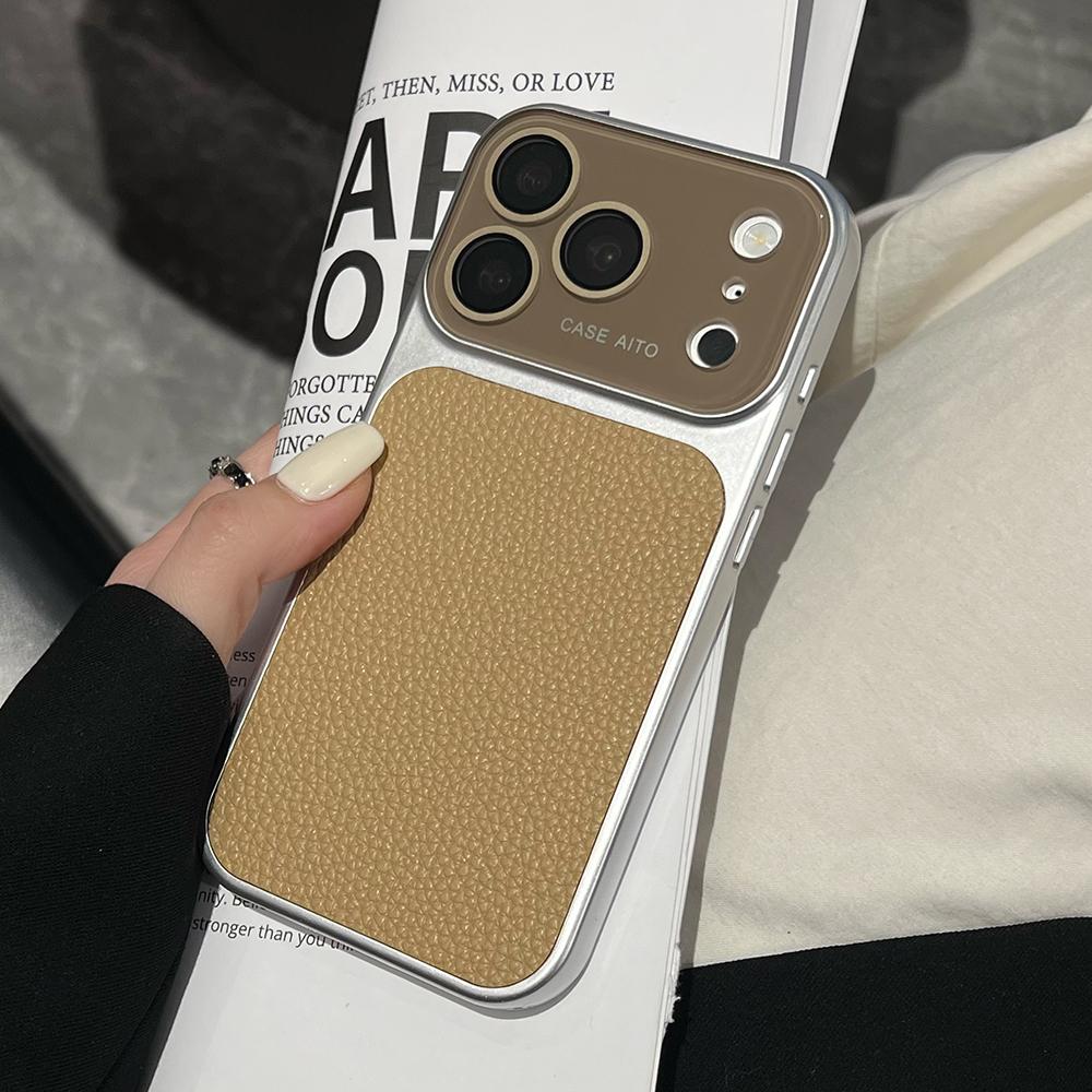 

Однотонный чехол для телефона с узором личи для iPhone 17 16 15 14 Pro Max 13, серебристый, матовый, ударопрочный, жесткая задняя крышка iPhone17