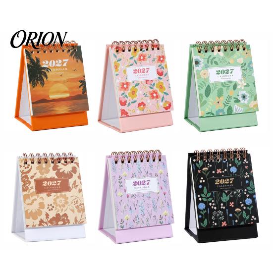Spiral Bound Calendar 2026-2027 Mini Desk Calendar, 18 Months July 2026 To Dec 2027 Small Desktop Flip Floral Theme Standing with Twin-Wire Binding