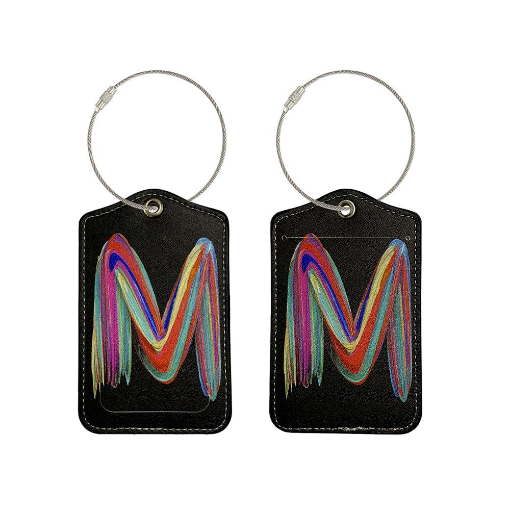 Stylish Printed Leather Luggage & ID Tag Set