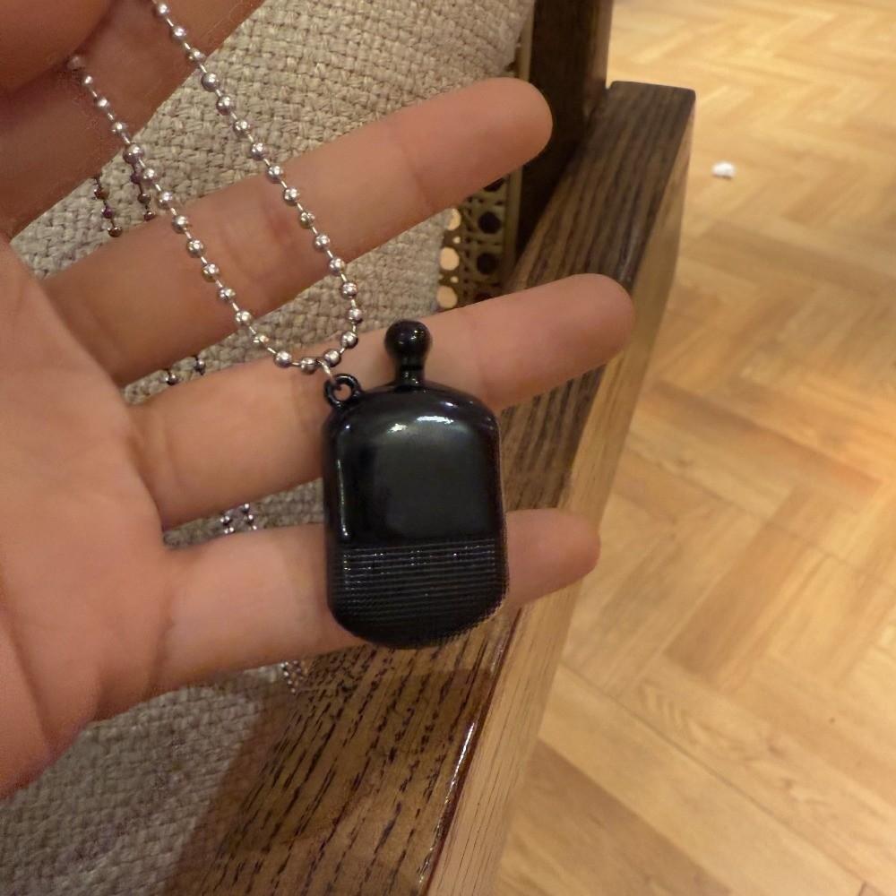 INS Minimalist Pendant Necklace Small Wine Pot Black Rope Sweater Chain Titanium Steel Long Adjustable Neck Chain