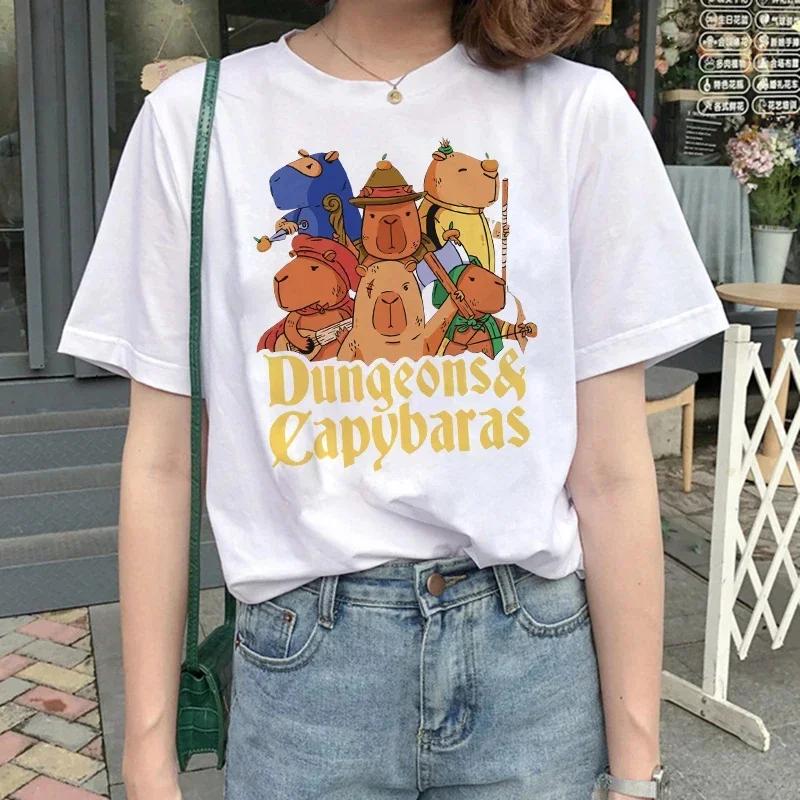 Cute Capybara Clothing T-Shirt Women Vintage Cartoon T Shirt Female Casual Anime Top Tees T Shirt Manga Women Graphic Tee Tops