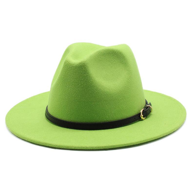 

Jazz Hat Season British Retro Top Hat Men S And Women S Woolen Hats L（59-61cm） фарби люмінесцентні зелений колір