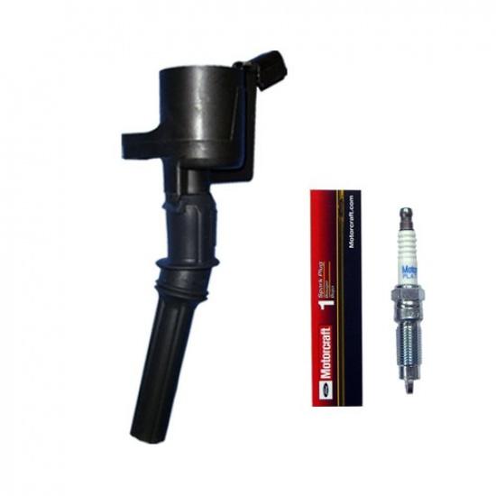 New Ignition Coil (1) + (1) Motorcraft Spark Plug For 2009-10 Ford F150