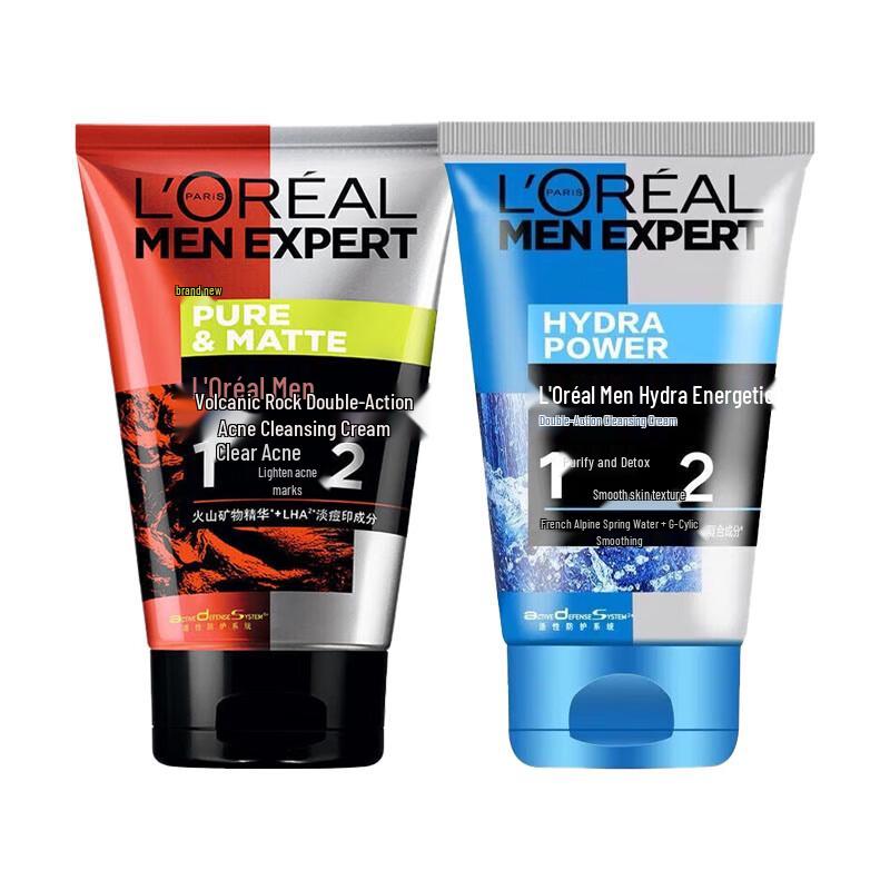 

L Oréal Мужской дуэт для умывания лица: увлажняющий и с вулканическим камнем