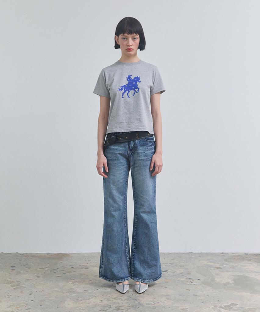 Eikyueikyuhauseukeulleob Star Horse T-Shirt [Melange Grey]