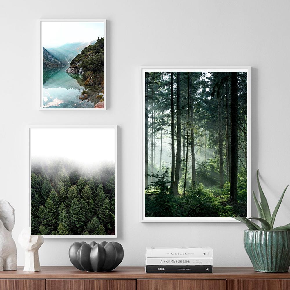 Foggy Forest Wall Art Canvas Painting Scandinavian Poster and Print Nature Landscape Nordic Decoration Picture Modern Home Decor