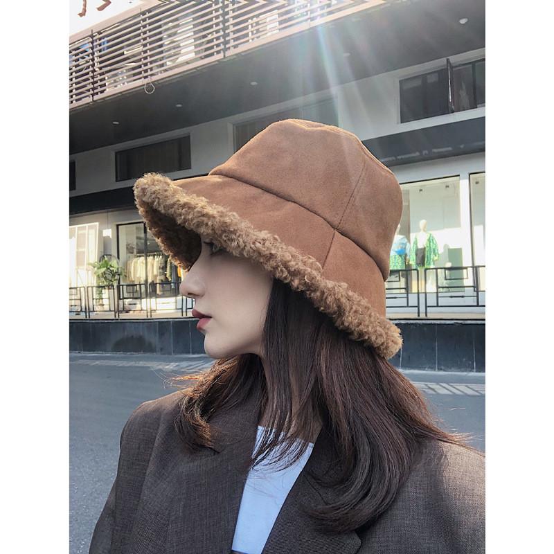 Womens Winter Fashionable Bucket Hat Plush Lambswool Fabric For Stylish And Outfits Warm