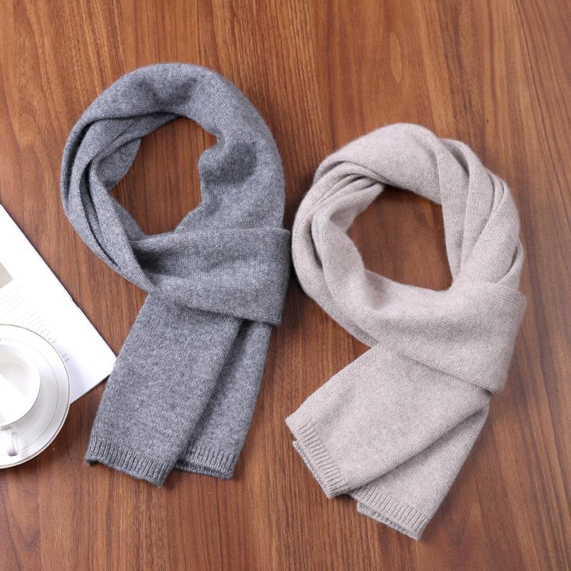 100% Pure Wool Solid Color Knitt Scarf Winter Women'Sthermal Neck Wrap Casual Thick Neckerchief Wraps Soft Warm Dressing Up