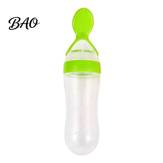 Baby Shower Gift for Newborns Silicone Squeeze Spoon, Single-handed Rice Cereal Bottle with Portable Feeding Utensils Flow Control, Easy Clean