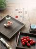 Japanese Retro Burned Paulownia Wood Tray: Solid Wood Dinner, Fruit, Tea, and Dessert Plate.