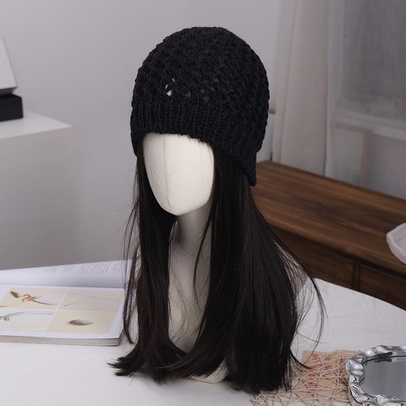 Ins Hollow Knitted Hat Women's Autumn and Winter New Warm Wool Hat Showing Face Small Versatile Cold Hat Headhat