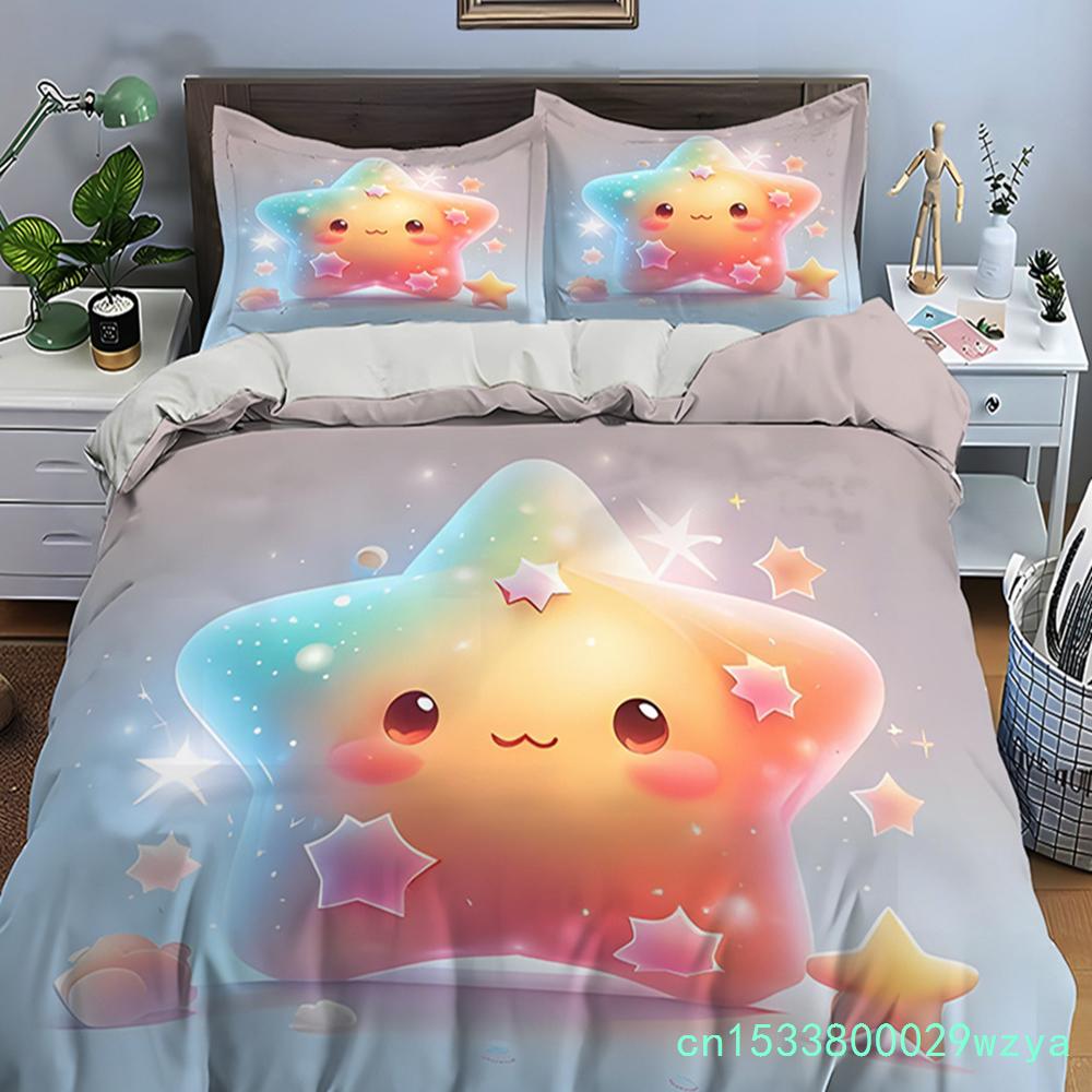 Cute Cartoon Stars Print Bedding Set Duvet Cover 1 Duvet Cover 2 Pillowcases Adult And Kids Bedding Set Luxury Children's Gifts