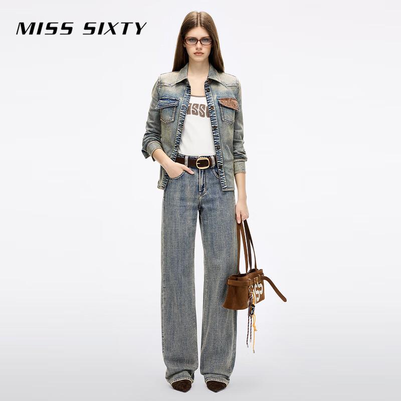 MISS SIXTY Women's Retro Washed Patchwork Denim Shirt