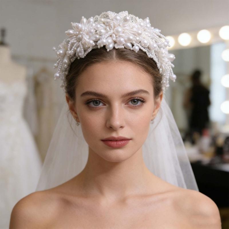 Glinting Pearls Hair Jewelry Queen Jewelry Hairband for Pageants Proms Bridal Wedding Bridal Wedding Headwear