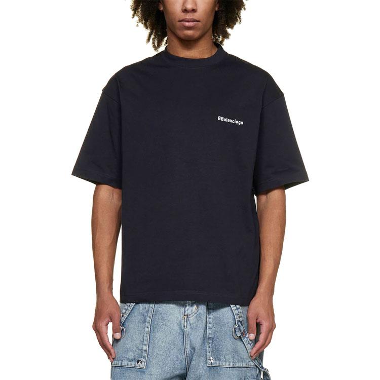 Balenciaga T Shirt Loose Fit Men's Dark Blue 612966TJV873967