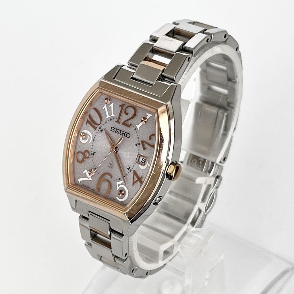 Polished Seiko Lukia Excellent Pink Silver Gold s2374 [Working Condition] Ladies' Watch, Radio-Controlled Solar, Condition, Dial