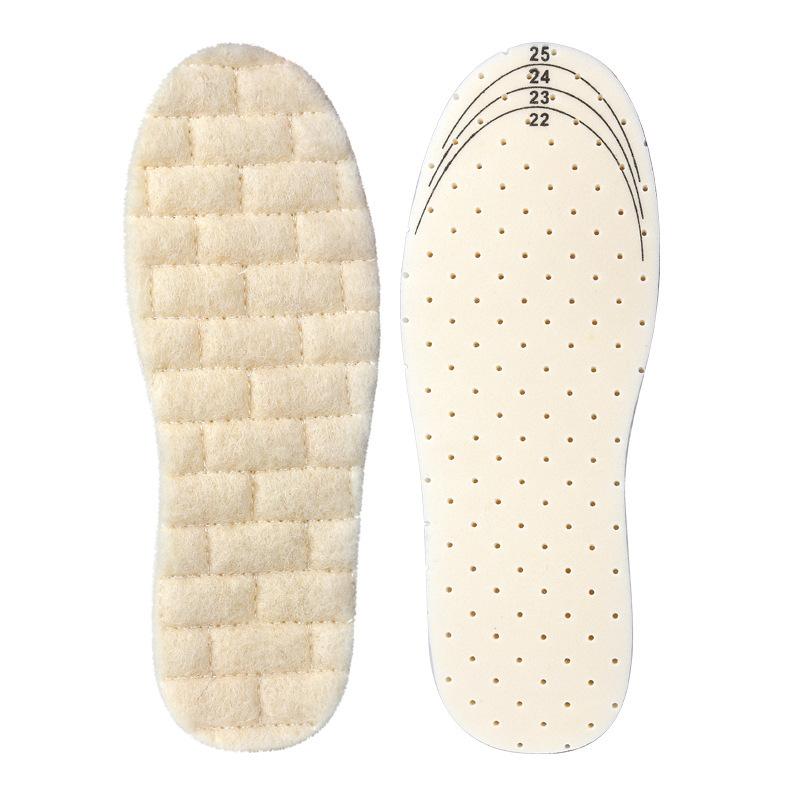 Children's Latex Wool Insole Winter Thickened Warm High Elastic Shock Absorption Full Pad Soft Breathable Sports Insole