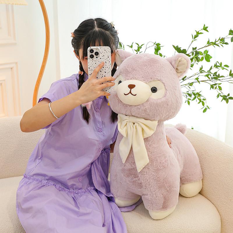 Bruke Alpaca Sløyfe Tegneserie Dyr Plysjdukke Barn Bursdagsgave Hjemmedekor