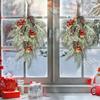 Yousheng Christmas Teardrop Swag for Front Door Artificial Snow Flocked Swag Wreath with Pine Cones Red Berry for Indoor Outdoor Staircase Wall Decor