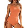 CHARMLEAKS Costumi da bagno interi a coste per donna, costumi da bagno con laccetti laterali e scollo alto, monokini imbottiti