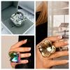 Adjustable Size Square Rhinestone Ring Square Shape Large Crystal Ring Adjustable Crystal Ring