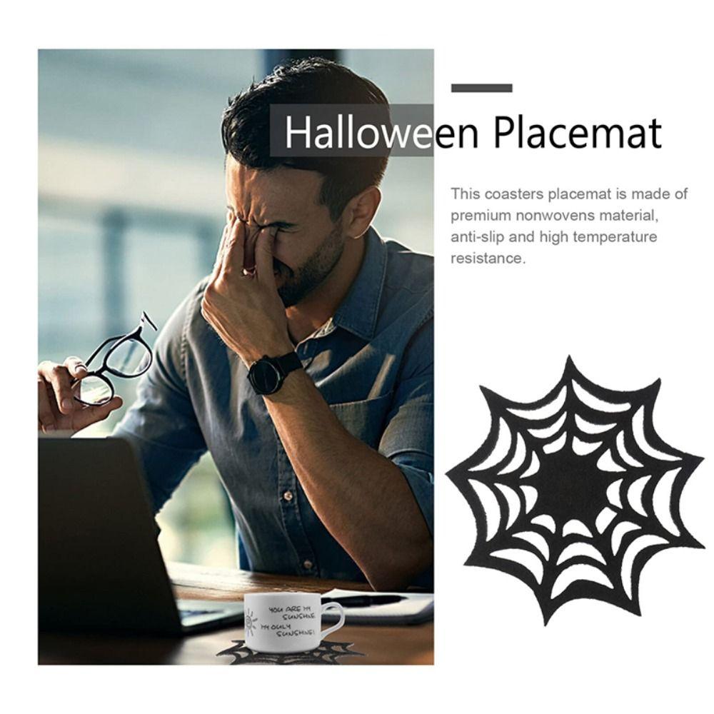 6pcs Heat Resistant Spider Web Coaster Hollow Spider Web Cup Mat Spider Web Cup Pad  Halloween